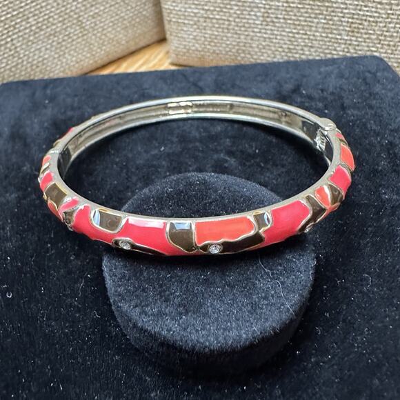 Sequin Nordstrom Multicolor Silver Tone Statement Enamel Bangle Bracelet #604 - Picture 2 of 3